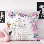 Taie d'Oreiller Personnalisée avec Nom Croix Florale Mots Bible Cadeau Premier Baptême Communion pour Fille Filleule