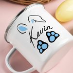 Personalisierte niedliche Osterhase 12oz Emaille Becher Snack Tasche mit Namen Ostern Party Geburtstag Geschenk für Kinder