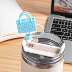 Personalized Beach Bag Straw Cover Topper with Initial Charm Accessories for Stanley Tumbler Birthday Party Favors Gift for Women