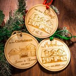 Personalized Engraved Wooden Home Photo Hanging Ornament with Name and Date Christmas Housewarming Gift for Family