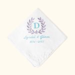 Personalisierte 100% Baumwolle etwas blaue Olivenzweige Spitze Taschentuch mit gestickten Initialen Braut Dusche Keepsake Hochzeitsgeschenk für Braut