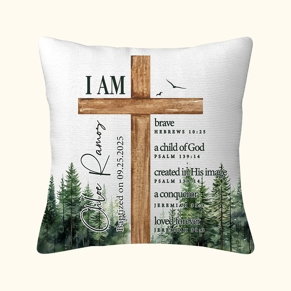 Personalizzato Croce della Foresta Versetto Biblico Copri Cuscino con Nome Prima Comunione Festa Home Decor Battesimo Regalo per Bambini Ragazzi