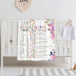 Couverture Douce Chaude Personnalisée avec Nom et Texte Motif Croix Florale Verset Biblique Cadeau de Baptême Confirmation pour Enfant Chrétien