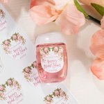 Etichetta personalizzata con amore e grazie floreale per disinfettante per le mani, set di 30 con testo e data Bomboniere per matrimonio di fidanzamento Regalo per la coppia