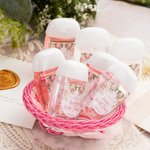 Etichetta personalizzata con amore e grazie floreale per disinfettante per le mani, set di 30 con testo e data Bomboniere per matrimonio di fidanzamento Regalo per la coppia