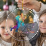 Ornement de Noël en acrylique avec nom et silhouette de hockey sur glace personnalisé Cadeau d'anniversaire pour les joueurs de hockey sur glace