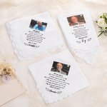 Personalized Memorial Wedding Lace 100% Cotton Handkerchief with Deceased Relative Photo Name and Date Wedding Memorial Gift for Bride Groom