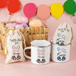 Personalisierte niedliche Osterhase 12oz Emaille Becher Snack Tasche mit Namen Ostern Party Geburtstag Geschenk für Kinder