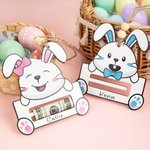 Personalisierte niedliche Kaninchen Ausdruck hölzerne Geld Halter Korb Tag mit Namen Ostern Korb Stuffers Geschenk für Kinder