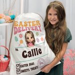 Personalisierte Ostern Lieferung Cartoon Charakter Drawstring behandeln Tasche mit Namen Ostern Geburtstag Party Geschenk für Jungen Mädchen