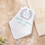 Personalisierte 100% Baumwolle etwas blaue Olivenzweige Spitze Taschentuch mit gestickten Initialen Braut Dusche Keepsake Hochzeitsgeschenk für Braut