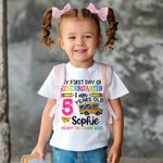 Gepersonaliseerd Kleurrijk Bus Potlood Mijn Eerste Schooldag 100% Katoenen Kinder-T-shirt met Naam Leeftijd en Rang Terug Naar School Cadeau voor Jongens Meisjes