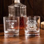 Personalized Skull 10oz Old Fashioned Rocks Whiskey Glass with Engraved Name and Date Day of The Dead Wedding Gift for Family Friend