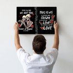 Gepersonaliseerd Rose Skelet Crazy Love You and Me We Got This Canvas Schilderij met Naam Datum Gotisch Muurkunst Verjaardag Verjaardagscadeau voor Paar