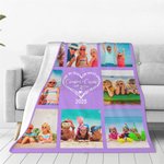 Personalised 8 Photo Collages Cousin Crew Heart Soft Throw Blanket with Year Home Decor Family Reunion Christmas Gift for Kids