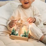 Veilleuse LED Croix verset biblique personnalisée avec socle en bois Baptême Première Communion Cadeau pour Bébé Fille Garçon