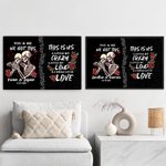 Gepersonaliseerd Rose Skelet Crazy Love You and Me We Got This Canvas Schilderij met Naam Datum Gotisch Muurkunst Verjaardag Verjaardagscadeau voor Paar