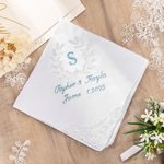 Personalisierte 100% Baumwolle etwas blaue Olivenzweige Spitze Taschentuch mit gestickten Initialen Braut Dusche Keepsake Hochzeitsgeschenk für Braut