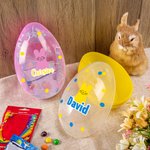 Spersonalizowane jajko wielkanocne Cute Bunny Dot Design Fillable Jumbo Easter Egg z imieniem i nazwiskiem Wypełniacz kosza wielkanocnego Prezent na przyjęcie wielkanocne dla dzieci