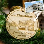 Personalized Engraved Wooden Home Photo Hanging Ornament with Name and Date Christmas Housewarming Gift for Family