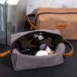 Trousse de Toilette en Toile Personnalisée avec Nom Sac Grande Capacité Multi-Compartiments Cadeau Fête des Pères pour Homme