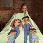 Personaje de dibujos animados personalizado Miembro de la familia Suave manta para el hogar Decoración Regalo de cumpleaños para la familia de amigos