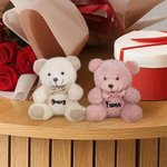 Ours en Peluche Miniature Personnalisé avec Nom Nœud Papillon à Carreaux Cadeau Anniversaire pour Enfants Bébé