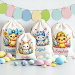 Personalisierte niedlichen Cartoon Kaninchen Küken Ostern Drawstring Geschenk Tasche mit Namen Geburtstag Ostern Party Geschenk für Kinder Familie