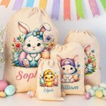 Personalisierte niedlichen Cartoon Kaninchen Küken Ostern Drawstring Geschenk Tasche mit Namen Geburtstag Ostern Party Geschenk für Kinder Familie
