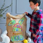 Personalisierte niedliche Osterhase Drawstring Geschenk Tasche mit Namen Ostern Party Geburtstag Geschenk für Kinder Familie