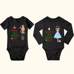 Spersonalizowany pierwszy świąteczny romper dla niemowląt z postaciami z bajek z imieniem Baby Shower Świąteczny prezent dla nowonarodzonej dziewczynki i chłopca