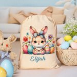 Personalisierte niedlichen Cartoon Kaninchen Küken Ostern Drawstring Geschenk Tasche mit Namen Geburtstag Ostern Party Geschenk für Kinder Familie