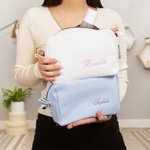 Personalized Embroidered Name Waffle Cosmetic Toiletry Bag Large Capacity Daily Use Birthday Wedding Gift for Women