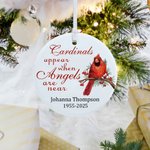 Ornement personnalisé en céramique Le cardinal apparaît lorsque les anges sont proches Décoration de la maison Mémoire de Noël Cadeau pour la famille