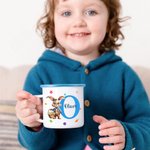 Henkilökohtainen akvarelli Bunny Floral Initial 12oz monivärinen Rim emali muki nimi syntymäpäivä pääsiäinen puolue suosikki lahja lapsille