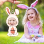 Llavero Acrílico Personalizado Multicolor Conejito de Pascua Personaje de Caricatura Cara Foto con Nombre Pascua Cumpleaños Regalo para Niños