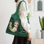 Personalizada Nacimiento Flor Corona Caricatura Personaje Bolsa Tote con Nombre Uso Diario Día de la Madre Cumpleaños Regalo para Mujeres