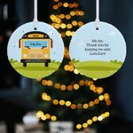 Autista di scuolabus personalizzato in ceramica Albero di Natale appeso Ornamento di apprezzamento Regalo di ringraziamento per l'autista di scuolabus