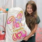 Personalisierte niedliche Osterhase Drawstring Geschenk Tasche mit Namen Ostern Party Geburtstag Geschenk für Kinder Familie
