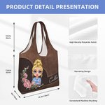 Personalizada Nacimiento Flor Corona Caricatura Personaje Bolsa Tote con Nombre Uso Diario Día de la Madre Cumpleaños Regalo para Mujeres