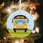Autista di scuolabus personalizzato in ceramica Albero di Natale appeso Ornamento di apprezzamento Regalo di ringraziamento per l'autista di scuolabus
