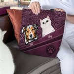 Sac Fourre-Tout Vintage Personnalisé avec 1-5 Chiens Chats et Noms Sac à Fermeture Éclair Cadeau de Noël Anniversaire pour Amoureux d'Animaux