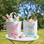 Personalisierte niedliche Hase Osterei Korb mit Namen Ostern Party Geburtstag Geschenk für Jungen Mädchen