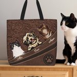 Sac Fourre-Tout Vintage Personnalisé avec 1-5 Chiens Chats et Noms Sac à Fermeture Éclair Cadeau de Noël Anniversaire pour Amoureux d'Animaux