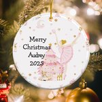 Personalized Pink Nutcracker Ballerina Merry Christmas Ceramic Ornament Baby Shower 1st Christmas Gift for Boys Girls Family