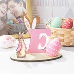 Personalized Cute Bunny Ears Initial Wooden Easter Egg Holder with Name Birthday Party Favor Gift for Kids