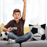 Taie d'oreiller carrée personnalisée sur le thème du ballon avec nom Cadeau de pendaison de crémaillère et d'anniversaire pour les amateurs de sport de ballon