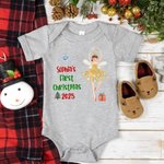 Spersonalizowany pierwszy świąteczny romper dla niemowląt z postaciami z bajek z imieniem Baby Shower Świąteczny prezent dla nowonarodzonej dziewczynki i chłopca