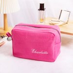Personalized Embroidered Name Waffle Cosmetic Toiletry Bag Large Capacity Daily Use Birthday Wedding Gift for Women