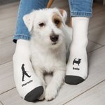 Personalisierte Hund und Besitzer Silhouette weiche Mid-Calf Socken mit Namen Jahrestag Geburtstag Geschenk für Tierliebhaber
